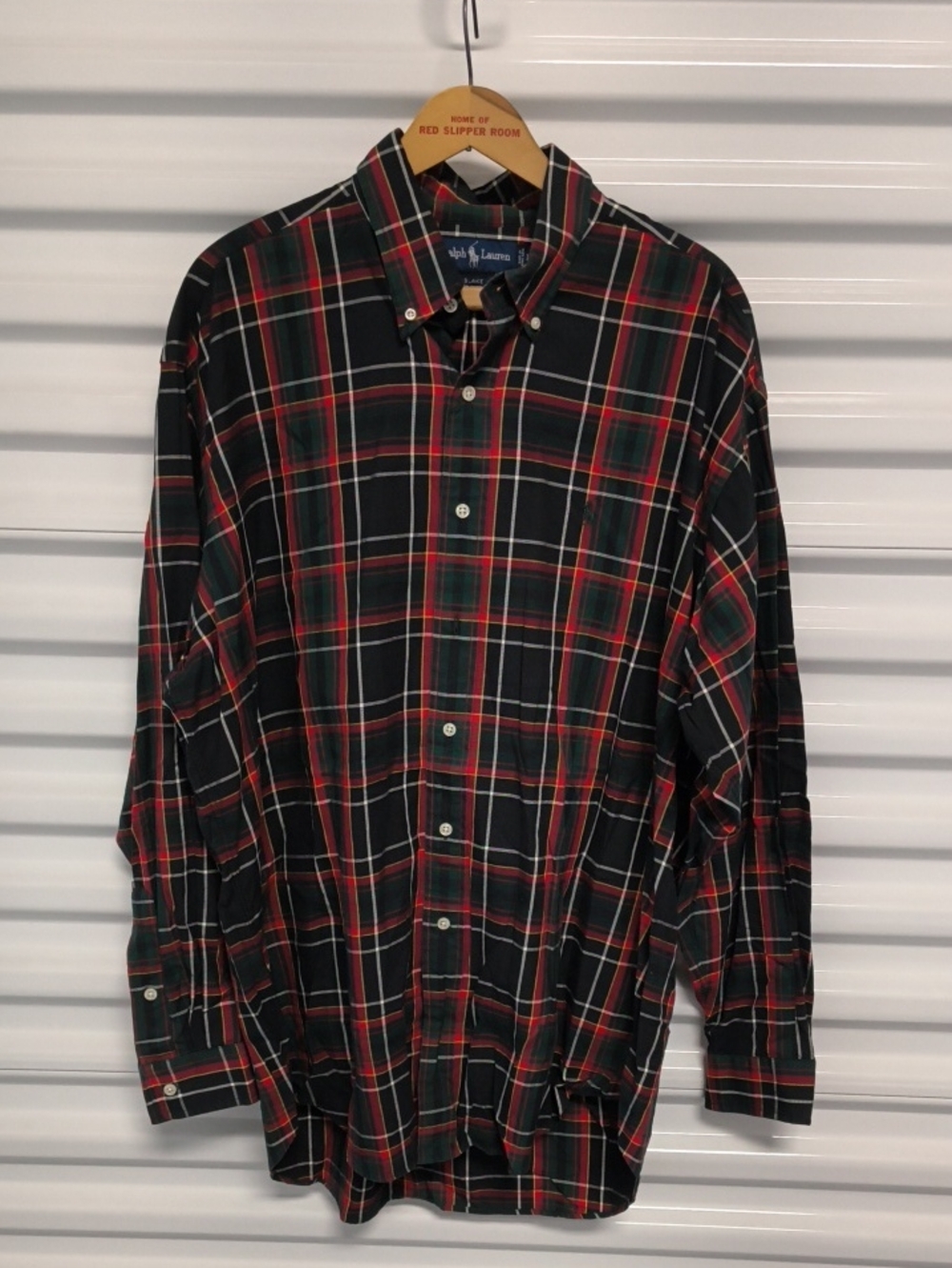 Vtg Polo Ralph Lauren Blake 100% Cotton Plaid Button Up Long Sleeve Shirt L